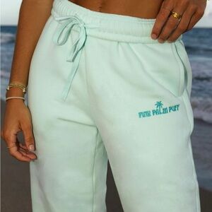 Pink palm puff Classic Sweatpants in Mint Breeze xxs petite
